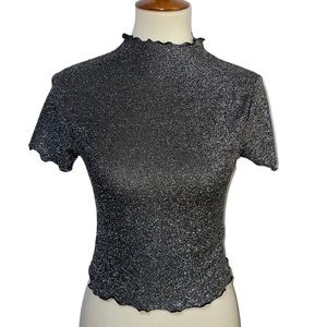 * I JOAH *‎ Black and Silver Top * Size Medium * Holiday Evening Stunning
